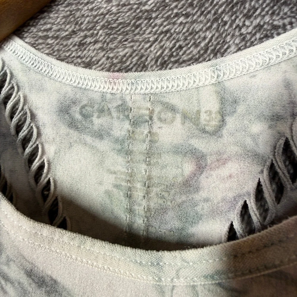 Carbon38 Tank Top‎ XS/S Marble Tie Dye Seamless Crop Pink Grey Laser Cut